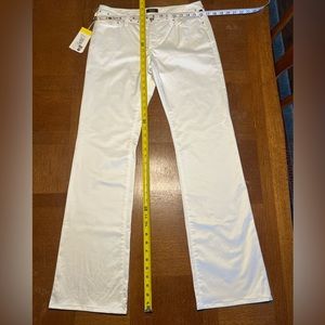 Versace Jeans Couture Almost Bootcut White Stretch with Silver Accents.